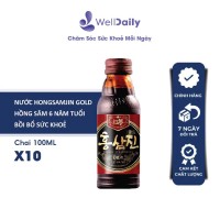 Hộp 10 chai Nước hồng sâm hỗ trợ tăng cường sức khỏe đề kháng và bồi bổ cơ thể HONGSAMJIN GOLD 100ml