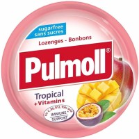 Kẹo Ngậm ho không đường PULMOLL, giàu vitamin C, trái cây cô đặc 45g Tropical
